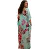 image:imageGypsie Blu Plus Size Satin Silk Printed Caftan Dress Stylish Maxi Kimono Dress Loose Flowing Gown for Women Party Resort WearLight Turquoise