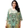 image:imageGypsie Blu Plus Size Satin Silk Printed Caftan Dress Stylish Maxi Kimono Dress Loose Flowing Gown for Women Party Resort WearMint Green Tribal