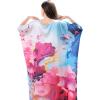 image:imageGypsie Blu Plus Size Satin Silk Printed Caftan Dress Stylish Maxi Kimono Dress Loose Flowing Gown for Women Party Resort WearWhite  Light Blue