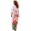 image:imageGypsie Blu Plus Size Satin Silk Printed Caftan Dress Stylish Maxi Kimono Dress Loose Flowing Gown for Women Party Resort WearWhite