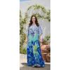 image:imageGypsie Blu Plus Size Satin Silk Printed Caftan Dress Stylish Maxi Kimono Dress Loose Flowing Gown for Women Party Resort WearWhite Floral