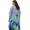 image:imageGypsie Blu Plus Size Satin Silk Printed Caftan Dress Stylish Maxi Kimono Dress Loose Flowing Gown for Women Party Resort WearWhite Floral