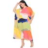 image:imageGypsie Blu Polyester Womens Plus Size Printed Caftan Maxi Dress Bathing Suit CoverUp Loose Fit Summer Casual Outings WearAbstract