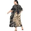 image:imageGypsie Blu Polyester Womens Plus Size Printed Caftan Maxi Dress Bathing Suit CoverUp Loose Fit Summer Casual Outings WearBlack  Beige Leopard