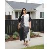 image:imageGypsie Blu Polyester Womens Plus Size Printed Caftan Maxi Dress Bathing Suit CoverUp Loose Fit Summer Casual Outings WearBlack  Off White