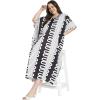 image:imageGypsie Blu Polyester Womens Plus Size Printed Caftan Maxi Dress Bathing Suit CoverUp Loose Fit Summer Casual Outings WearBlack  White