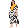 image:imageGypsie Blu Polyester Womens Plus Size Printed Caftan Maxi Dress Bathing Suit CoverUp Loose Fit Summer Casual Outings WearBlack  White Geometric Stripe