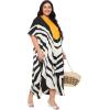 image:imageGypsie Blu Polyester Womens Plus Size Printed Caftan Maxi Dress Bathing Suit CoverUp Loose Fit Summer Casual Outings WearBlack  White Geometric Stripe