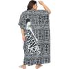 image:imageGypsie Blu Polyester Womens Plus Size Printed Caftan Maxi Dress Bathing Suit CoverUp Loose Fit Summer Casual Outings WearBlack  White Lady Tribal