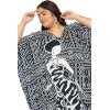 image:imageGypsie Blu Polyester Womens Plus Size Printed Caftan Maxi Dress Bathing Suit CoverUp Loose Fit Summer Casual Outings WearBlack  White Lady Tribal