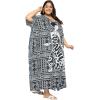 image:imageGypsie Blu Polyester Womens Plus Size Printed Caftan Maxi Dress Bathing Suit CoverUp Loose Fit Summer Casual Outings WearBlack  White Lady Tribal