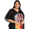 image:imageGypsie Blu Polyester Womens Plus Size Printed Caftan Maxi Dress Bathing Suit CoverUp Loose Fit Summer Casual Outings WearBlack
