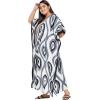 image:imageGypsie Blu Polyester Womens Plus Size Printed Caftan Maxi Dress Bathing Suit CoverUp Loose Fit Summer Casual Outings WearBlack Abstract Caftans