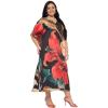 image:imageGypsie Blu Polyester Womens Plus Size Printed Caftan Maxi Dress Bathing Suit CoverUp Loose Fit Summer Casual Outings WearBlack Floral