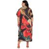 image:imageGypsie Blu Polyester Womens Plus Size Printed Caftan Maxi Dress Bathing Suit CoverUp Loose Fit Summer Casual Outings WearBlack Floral
