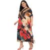 image:imageGypsie Blu Polyester Womens Plus Size Printed Caftan Maxi Dress Bathing Suit CoverUp Loose Fit Summer Casual Outings WearBlack Floral