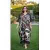 image:imageGypsie Blu Polyester Womens Plus Size Printed Caftan Maxi Dress Bathing Suit CoverUp Loose Fit Summer Casual Outings WearBlack Tribal
