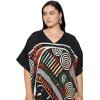 image:imageGypsie Blu Polyester Womens Plus Size Printed Caftan Maxi Dress Bathing Suit CoverUp Loose Fit Summer Casual Outings WearBlack Tribal