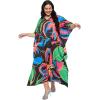 image:imageGypsie Blu Polyester Womens Plus Size Printed Caftan Maxi Dress Bathing Suit CoverUp Loose Fit Summer Casual Outings WearBlack Tropical Floral