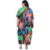 image:imageGypsie Blu Polyester Womens Plus Size Printed Caftan Maxi Dress Bathing Suit CoverUp Loose Fit Summer Casual Outings WearBlack Tropical Floral
