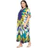 image:imageGypsie Blu Polyester Womens Plus Size Printed Caftan Maxi Dress Bathing Suit CoverUp Loose Fit Summer Casual Outings WearBlue  White