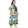 image:imageGypsie Blu Polyester Womens Plus Size Printed Caftan Maxi Dress Bathing Suit CoverUp Loose Fit Summer Casual Outings WearBlue  White