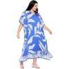 image:imageGypsie Blu Polyester Womens Plus Size Printed Caftan Maxi Dress Bathing Suit CoverUp Loose Fit Summer Casual Outings WearBlue