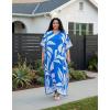 image:imageGypsie Blu Polyester Womens Plus Size Printed Caftan Maxi Dress Bathing Suit CoverUp Loose Fit Summer Casual Outings WearBlue