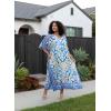 image:imageGypsie Blu Polyester Womens Plus Size Printed Caftan Maxi Dress Bathing Suit CoverUp Loose Fit Summer Casual Outings WearBlue Abstract Print