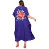 image:imageGypsie Blu Polyester Womens Plus Size Printed Caftan Maxi Dress Bathing Suit CoverUp Loose Fit Summer Casual Outings WearBlue Floral