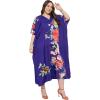 image:imageGypsie Blu Polyester Womens Plus Size Printed Caftan Maxi Dress Bathing Suit CoverUp Loose Fit Summer Casual Outings WearBlue Floral
