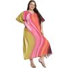 image:imageGypsie Blu Polyester Womens Plus Size Printed Caftan Maxi Dress Bathing Suit CoverUp Loose Fit Summer Casual Outings WearBright Pink  Orange