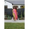 image:imageGypsie Blu Polyester Womens Plus Size Printed Caftan Maxi Dress Bathing Suit CoverUp Loose Fit Summer Casual Outings WearBright Pink  Orange