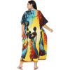image:imageGypsie Blu Polyester Womens Plus Size Printed Caftan Maxi Dress Bathing Suit CoverUp Loose Fit Summer Casual Outings WearBright Yellow
