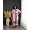 image:imageGypsie Blu Polyester Womens Plus Size Printed Caftan Maxi Dress Bathing Suit CoverUp Loose Fit Summer Casual Outings WearBrown Lady Print