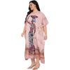 image:imageGypsie Blu Polyester Womens Plus Size Printed Caftan Maxi Dress Bathing Suit CoverUp Loose Fit Summer Casual Outings WearBrown Lady Print