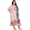 image:imageGypsie Blu Polyester Womens Plus Size Printed Caftan Maxi Dress Bathing Suit CoverUp Loose Fit Summer Casual Outings WearBrown Lady Print