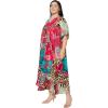 image:imageGypsie Blu Polyester Womens Plus Size Printed Caftan Maxi Dress Bathing Suit CoverUp Loose Fit Summer Casual Outings WearBurgundy  Turquoise