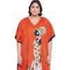 image:imageGypsie Blu Polyester Womens Plus Size Printed Caftan Maxi Dress Bathing Suit CoverUp Loose Fit Summer Casual Outings WearBurnt Orange