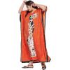 image:imageGypsie Blu Polyester Womens Plus Size Printed Caftan Maxi Dress Bathing Suit CoverUp Loose Fit Summer Casual Outings WearBurnt Orange