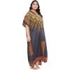 image:imageGypsie Blu Polyester Womens Plus Size Printed Caftan Maxi Dress Bathing Suit CoverUp Loose Fit Summer Casual Outings WearCharcoal Gray