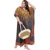 image:imageGypsie Blu Polyester Womens Plus Size Printed Caftan Maxi Dress Bathing Suit CoverUp Loose Fit Summer Casual Outings WearCharcoal Gray