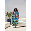 image:imageGypsie Blu Polyester Womens Plus Size Printed Caftan Maxi Dress Bathing Suit CoverUp Loose Fit Summer Casual Outings WearCyan