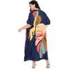 image:imageGypsie Blu Polyester Womens Plus Size Printed Caftan Maxi Dress Bathing Suit CoverUp Loose Fit Summer Casual Outings WearDeep Navy Blue