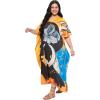 image:imageGypsie Blu Polyester Womens Plus Size Printed Caftan Maxi Dress Bathing Suit CoverUp Loose Fit Summer Casual Outings WearGradient Orange