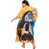 image:imageGypsie Blu Polyester Womens Plus Size Printed Caftan Maxi Dress Bathing Suit CoverUp Loose Fit Summer Casual Outings WearGradient Orange