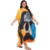 image:imageGypsie Blu Polyester Womens Plus Size Printed Caftan Maxi Dress Bathing Suit CoverUp Loose Fit Summer Casual Outings WearGradient Orange