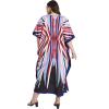 image:imageGypsie Blu Polyester Womens Plus Size Printed Caftan Maxi Dress Bathing Suit CoverUp Loose Fit Summer Casual Outings WearMulti Abstract