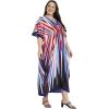 image:imageGypsie Blu Polyester Womens Plus Size Printed Caftan Maxi Dress Bathing Suit CoverUp Loose Fit Summer Casual Outings WearMulti Abstract