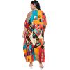 image:imageGypsie Blu Polyester Womens Plus Size Printed Caftan Maxi Dress Bathing Suit CoverUp Loose Fit Summer Casual Outings WearMustard Yellow  Brick Red